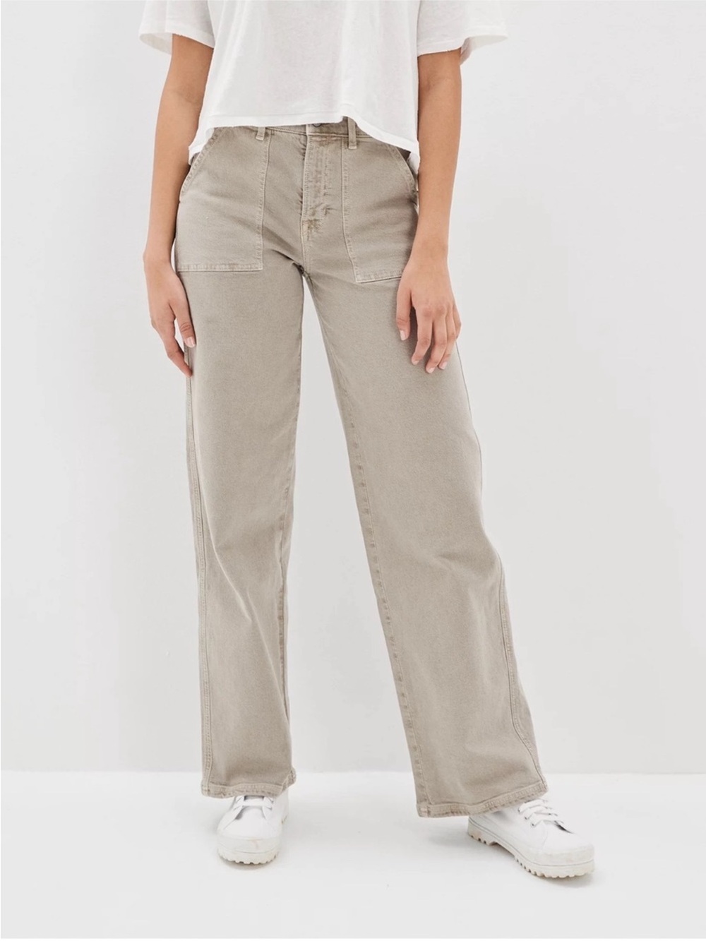 AE American Eagle Super Stretch High Waist Baggy Wide Leg Skater Pant Jeans 10